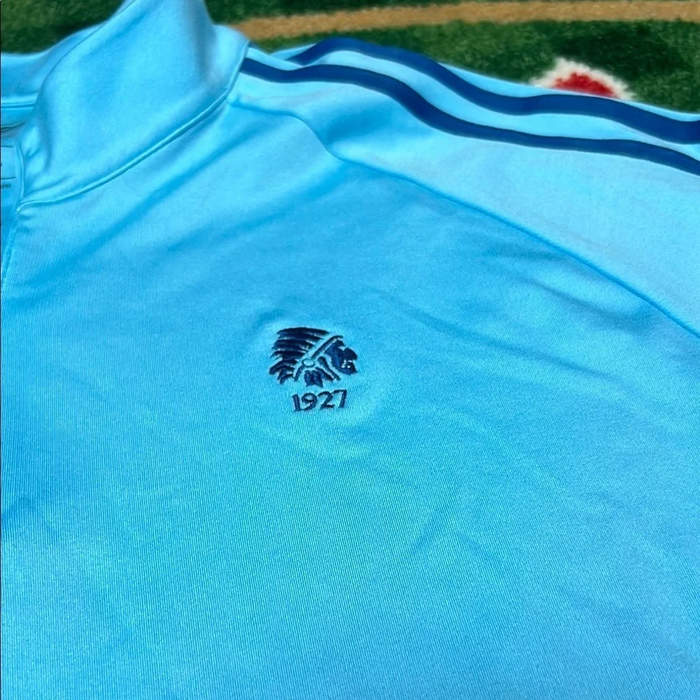 Adidas Golf Men's 3-Stripe Midweight 1/4-Zip Layering Blue Pullover - Picture 2 of 5